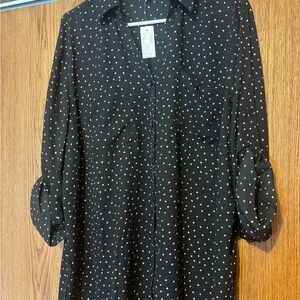 Maurices Black and White Polka Dot Blouse